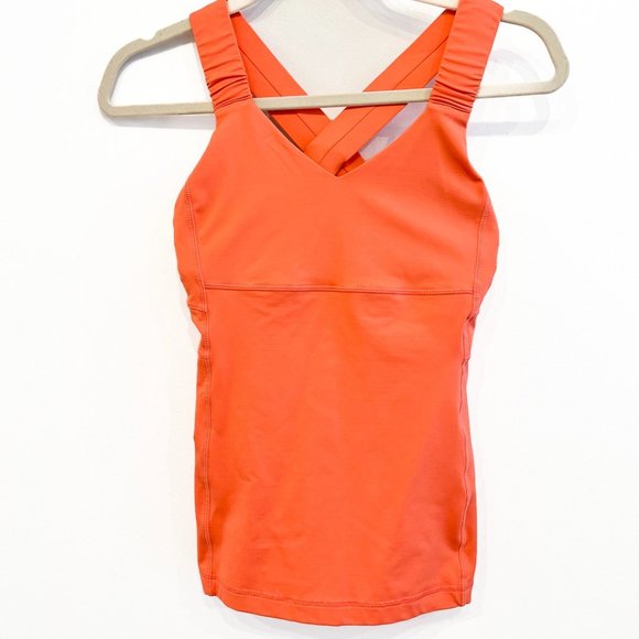 Lululemon Push Ur Limits Orange Cross Back Wide Strap Tank 6 - Picture 1 of 5